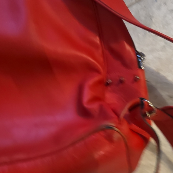 Red Studded Backpack with Embroidered Design - Picture 8 of 14